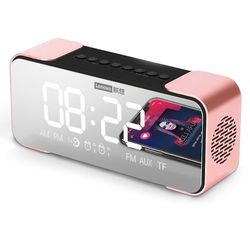 El Contente Bt høyttaler radio alarm diy ringetone ett klikk snooze bt samtale høyttaler Rosa