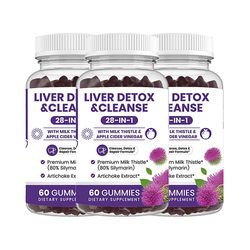 28 i 1 leverformel gummier for fettlever detox og reparasjon - Silymarin, artisjokkekstrakt, løvetann og eplecidereddik - Liver Health Supplement 3...