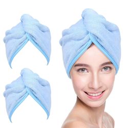 Linkrunning Microfiber Hair Towel Wrap til kvinder, 2 Pack 10 tommer x 26 tommer, Super absorberende Quick Dry Hair Turban til tørring krøllet, lan...