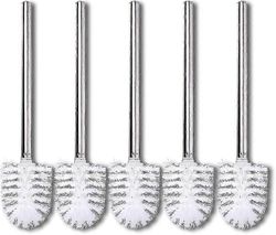 Vaihtoharjat 5 wc-harjan pakkaus Valkoinen harjaspää ruostumattomasta teräksestä valmistettu kahva Kiillotetut wc-harjaharjat p20241126633