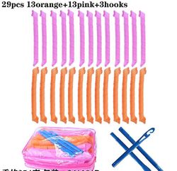 Magic Volume 23/29pcs Hair Barrel Curling Spiral Curling Iron ikke ondt Hår Pink 20PC
