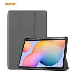 JVY Til Samsung Galaxy Tab S6 Lite P610 / P615 ENKAY ENK-8003 PU Læder + TPU Smart Case med Pen Slot(Grå)