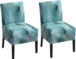 Linkrunning 2 stk Trykt armløs stol slipcover Stretch armløs accent stol betræk aftagelig accent tøfler stol betræk til stue spisestue hotel armløs