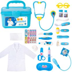 Toy Doctor Kit for barn 3-6 år gammel 23 stykker Medisinske sett Holdbare late som Play Doctor Sett gaver til småbarn Gutter og jenter blå