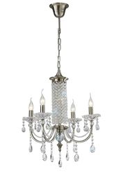 Inspired Lighting Leana Loft Vedhæng Lysekrone 4 Lys Satin Nikkel, Krystal