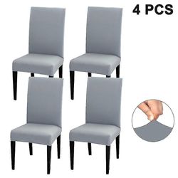 4 pakkaus irrotettava pestävä lyhyt ruokapöydän tuolin slipcovers Vaalean harmaa