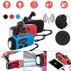 Barsinfi Emergency Solar Hand Crank Am / fm Dynamo Vejr Radio Led Lommelygte Oplader Rød