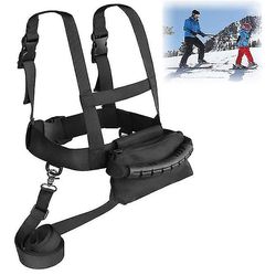 Ski- og snowboardtræningsele til børn, der står på skiskive med aftagelig snor Sort