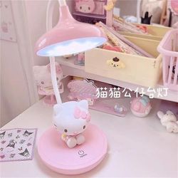 Aionyaaa Kawaii Ekte Sanrio Led Night Light Hello Kitty My Melody Cartoon Desktop Bedroom Table Lamp Barn Learning Cute Gift 4 USB1pcs