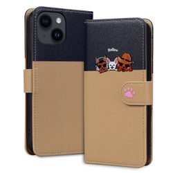 Foxdock Kompatibel med Iphone 14 Plus søte dyr mønster lommebokdeksel med kortspor flipdeksel Khaki