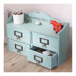 Ruili Zakka Retro træ skuffe type opbevaringsskab bord dekoration Log