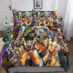 Dragon Ball Goku Premium pussilakanasetti piilotetulla vetoketjusulkimella - mikrokuituinen anime-vuodevaatteet 3D-tulostuksella ja tyynyliinoilla ...