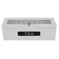 3 osastoa Bambujärjestelmä teepussin säilytyslaatikko korujen järjestäjä teelaatikon järjestäjä puu sugar pac valkoinen