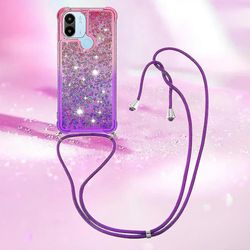 Kompatibel med Xiaomi Redmi A1 Plus etui Glitter Bling Sparkle Soft Tpu kofanger beskyttelsesdæksel med lanyard Pink lilla