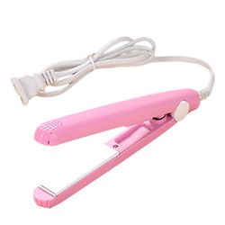 Mxfz Dual-purpose Mini Curling Iron Straight Clip Bærbar Letvægts hår Fladjern til hjemmerejser Pink