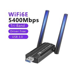 5400Mbps WiFi 6E verkkokortti USB 3.0 WiFi sovitin -kaista 2.4G 5G 6G wifi-vastaanotin Dongle 11 dri Musta