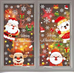 Kissqiqi Julevindue Klamrer sig, 8 ark jul Vindue Klistermærker, Xmas Santa Window Decals FARVE 3