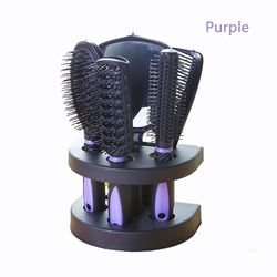 5 stykker Comb Mirror og beslag sæt til Ladies Hair Care Massage Brush (Lilla)