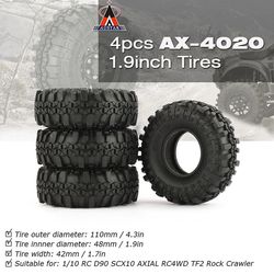 4 stk Austar Ax-4020 1,9 tommer 110mm gummi 1/10 Rock Crawler Dæk Del til D90 Scx10 Axial Rc4wd Tf2 Rc Bildele Hot