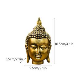 Northern Ancient Buddha Head Statue, gullbelagt miniatyrstatue, Zen Home Interior Decoration, Sørøstasiatisk kreativ harpiks A