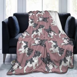 Kerota Peitto Ranskanbulldogin pennut Kevyt heittohuopa Pehmeät flanellipeitot Antistaattiset sohvasängylle ABD8461 50x40in 125x100cm