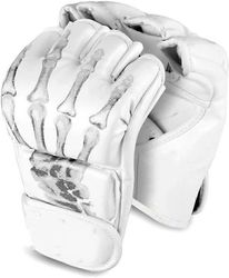 Ubiuo Hanskat, puolisormi nyrkkeily taisteluhanskat MMA-käsineet, UFC-käsineet säädettävällä rannehihnalla Sanda-nyrkkeilyrenkaalle - valkoinen