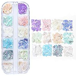 Grape Pp 12 farver Glitter Shell Pailletter Nail Art Holographic Mermaid Sticker