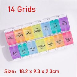 Tastatur Pill Organizer Månedlig Medicine Storage Dispenser 7/14 Rum egnet til Travel Business Daily Us 14 gitre