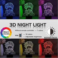 Wekity Anime Jujutsu Kaisen Gojo Satoru Kuva 3d Led Night Light Manga Figure Desk Desk Lamppu Makuuhuoneen sisustus Pöytävalaisin Kodin sisustus Yö...