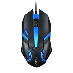 Langallinen T-WOLF V1 -pelihiiri 3 painiketta 7 värikästä taustavaloa 1200 DPI toimistohiiri sisäänrakennettu paino musta