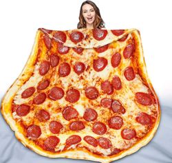 Pizza Tæppe dobbeltsidet for voksne og børn, kæmpe sjov realistisk mad smide tæppe, nyhed