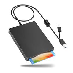 Levykelukija, 3,5 tuuman ulkoinen levykeasema, jossa USB Type-C, kannettava FDD-levyke Dr Musta