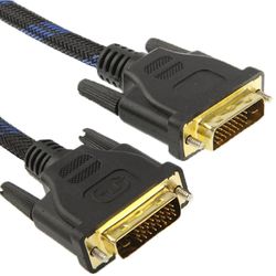 JVY Nylon Netting Style DVI-D Dual Link 24 +1 Pin Mand til Mand M / M Videokabel, Længde: 5m