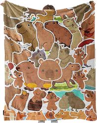 Capybara Teppe Gift Animal Kast Tepper Capybara kaster | Lett silkemykt capybara-teppe for reiseseng Sofa Kontorer Utendørs Camping 150x200cm