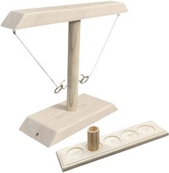 AIR Mini Ring æsler Spil Håndlavet Træ Interactive med Shot Ladder Bundle for Home Bar Party Wood Color