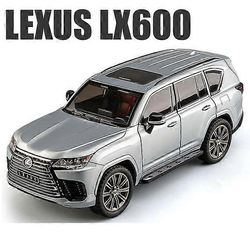 1:24 LX600 SUV Alloy Luxy Car Model Diecast Metal lelu Off-road Vehicles Automalli Simulation Sound and Light Lasten lelulahja Harmaa