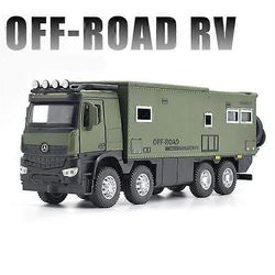 1/28 NOMADISMI Arocs Unimog Alloy matkailuauto matkailuauto malli painevalettu metalli maastoauto ajoneuvot malli äänivalo lasten lelulahja Vihreä