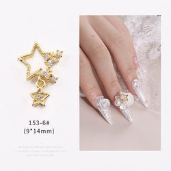 Nail Art smykker Pearl Skaldyr Søstjerner Love Pendant Ring Tide Nail Diamond 1536 guld