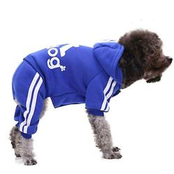 Witdreamer 4 ben Kæledyr Hundetøj Kat Hvalpefrakke Sport Hættetrøjer Varm sweater Jakke Tøj Blå XS