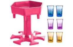 Opgrader 6 shot glasdispenserholder med 6 lækagestik Pink