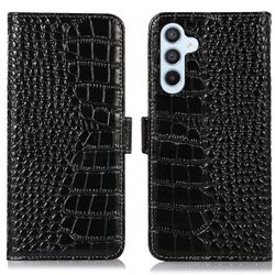 Yhteensopiva Samsung Galaxy S25 FE -kotelon RFID-lompakon krokotiilitekstuurin kanssa aito lehmän nahkainen puhelimen kansi Musta