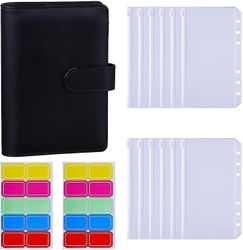 12pcs A6 Binder Lommer Loose Leaf Tasker 6 Ring Binder Cash Budget Konvolutter System, A6 Pu sort