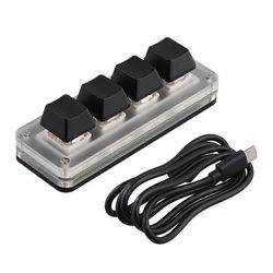 USB-ohjelmointi Makro Mukautettu näppäimistö RGB 4 näppäintä Nuppi Pelaaminen mekaaninen Hot Swap -näppäimistö Photoshop-piirtämiseen Musta