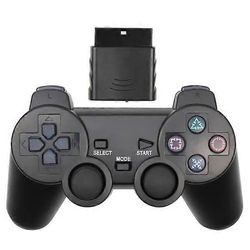 Langaton peliohjain Sonylle PS2-ohjain Playstation 2 -konsolille Joystick 2.4G Double Vibration Shock Joypad USB PC -peli Musta
