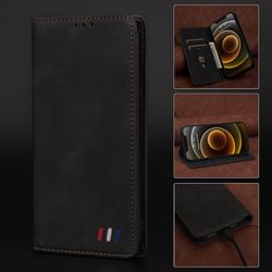 Etui til iphone 12 Mini Cover Magnetisk lukning Tegnebog Bog Flip Folio Stand View Læder cover Stødsikker - Sort