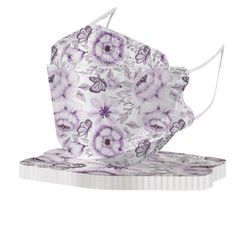 50stk Engangs voksne Blomsterprint Fiskemaske Ansigtsmaske 4 lag Champagne