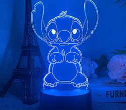 Wekity Wekity 3d Stitch Luova Lahja Kaukosäädin Kosketus Värikäs Usb Pöytä Lamppu Stitch 3 Usb Musta Kosketus Värikäs