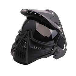 Kuankuanbao Full Face Combat Protection maske beskyttelsesbriller med visir nyt Sort