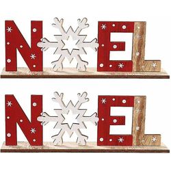 2pcs Christmas Xmas Trebord Sign Snowflake Letter Table Plakett Sign Xmas Party Centerpiece Desk Decoration