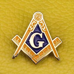 Bricks Masons Guld tone kompas og firkantet frimurerisk revers pin
